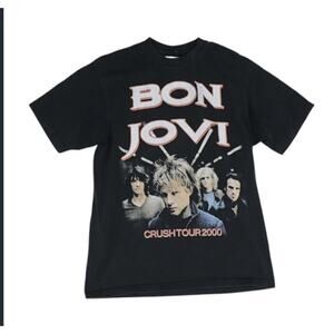 Vintage Bon jovi black large Crush Tour 2000 Band Tshirt Game Changers
